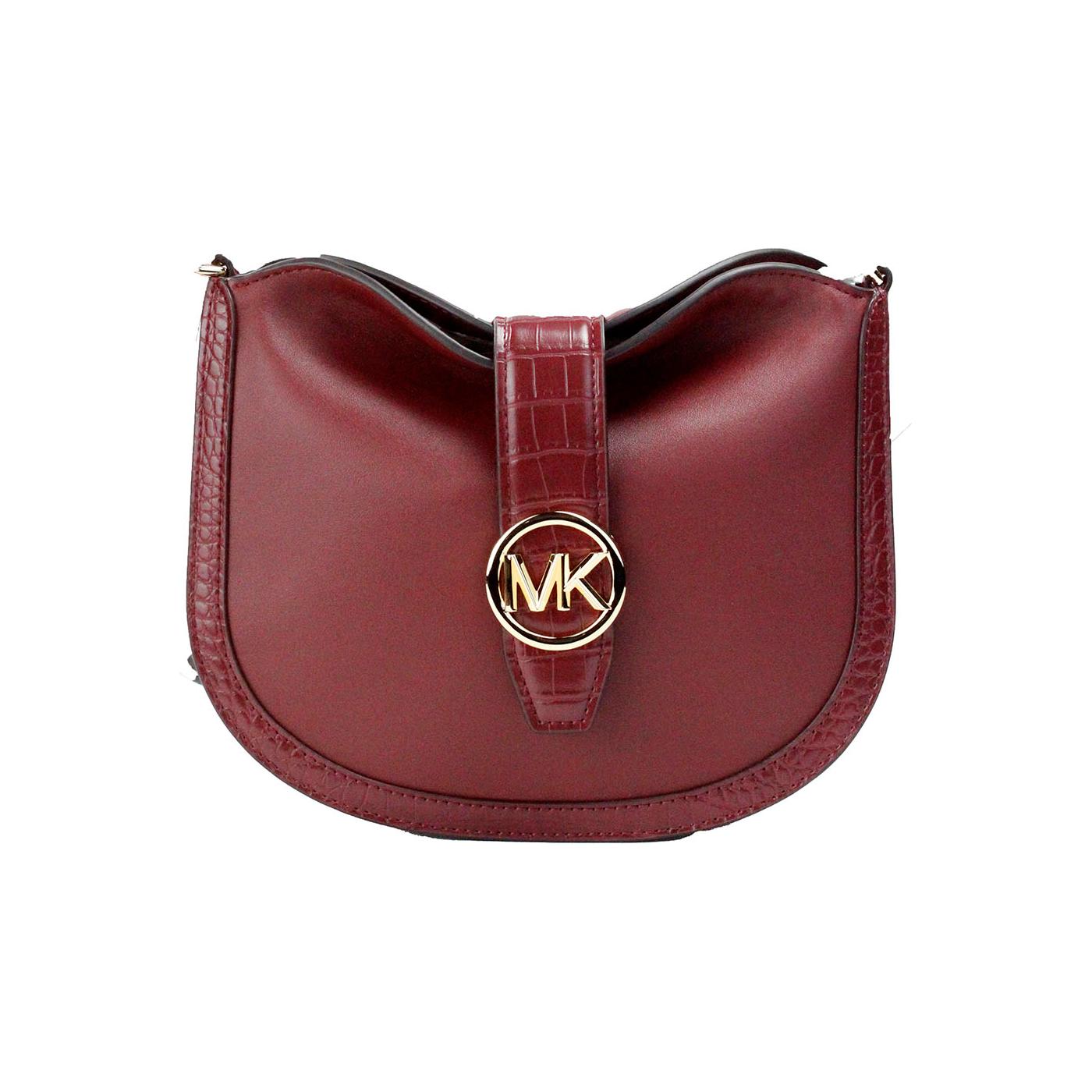 Michael Kors Gabby Small Dark Cherry Leather Foldover Hobo Crossbody Bag Michael Kors Saddle Brown