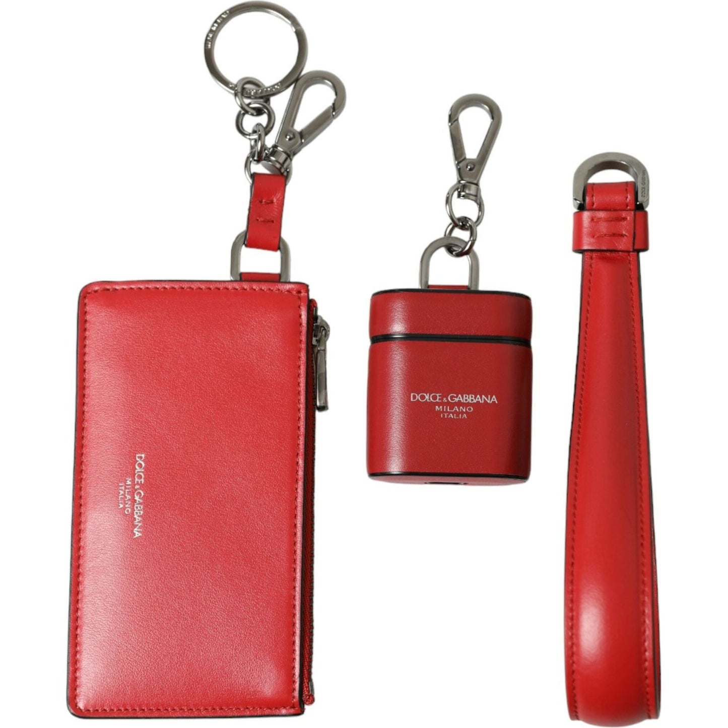 Dolce & Gabbana Elegant Red Leather Airpods Case Dolce & Gabbana Maroon