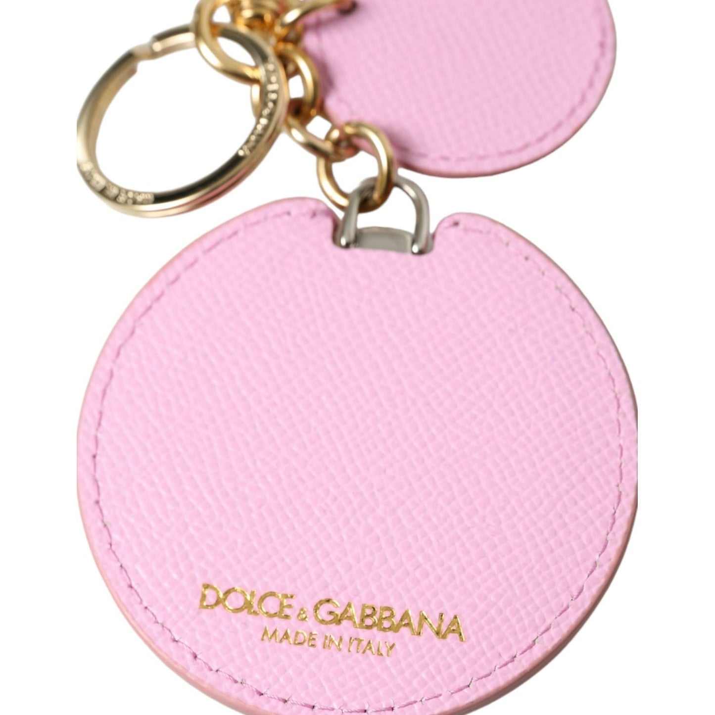 Dolce & Gabbana Elegant Pink Gold Leather Keychain Dolce & Gabbana Pink