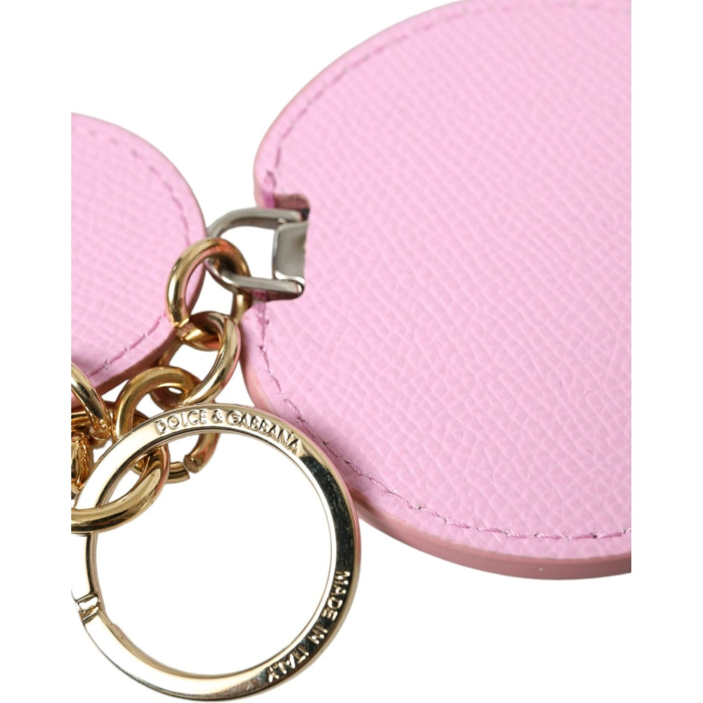 Dolce & Gabbana Elegant Pink Gold Leather Keychain Dolce & Gabbana Pink