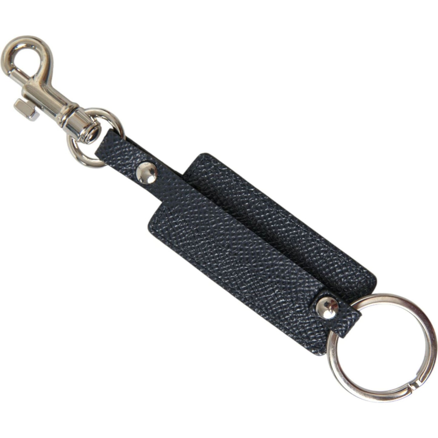 Dolce & Gabbana Elegant Leather Keychain in Black & Silver Dolce & Gabbana Dark Slate Gray