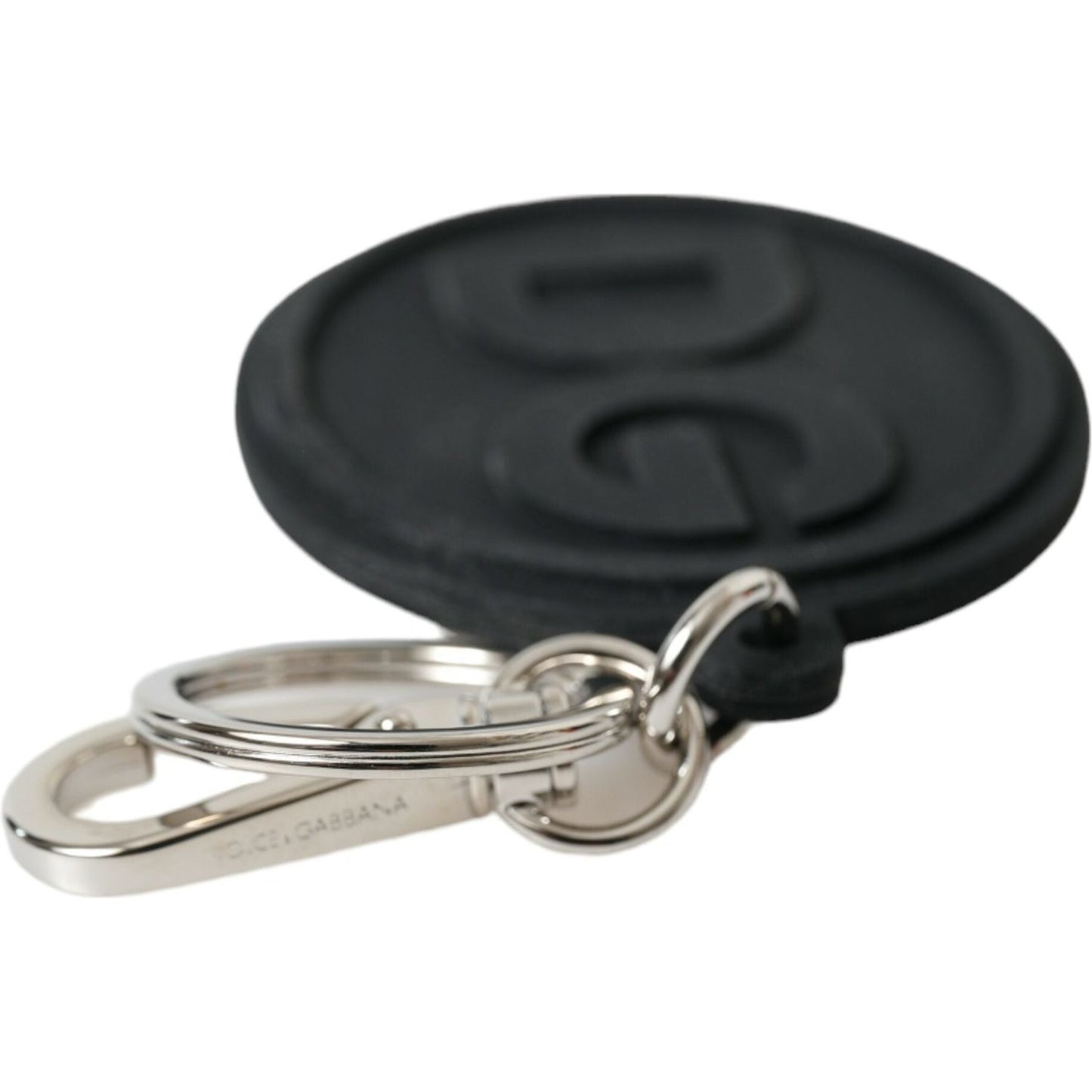 Dolce & Gabbana Chic Black and Silver Logo Keychain Dolce & Gabbana Gray