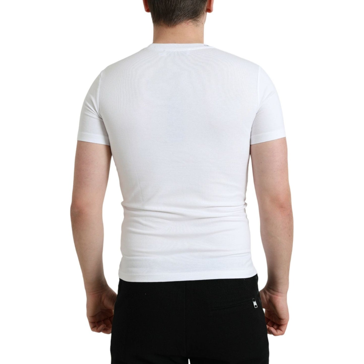 Dolce & Gabbana Elegant White Logo Crewneck Tee Dolce & Gabbana Black