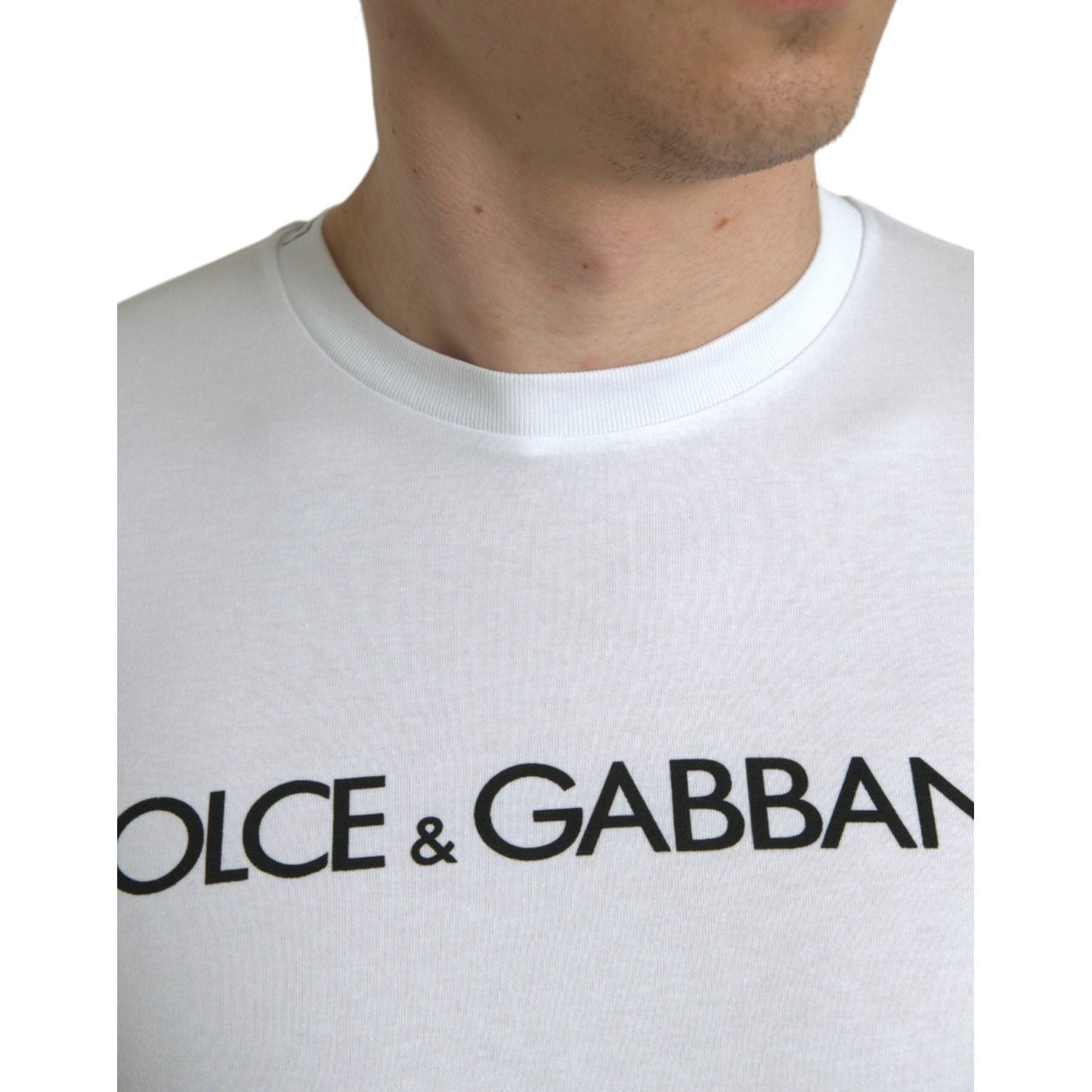 Dolce & Gabbana Elegant White Logo Crewneck Tee Dolce & Gabbana Light Gray