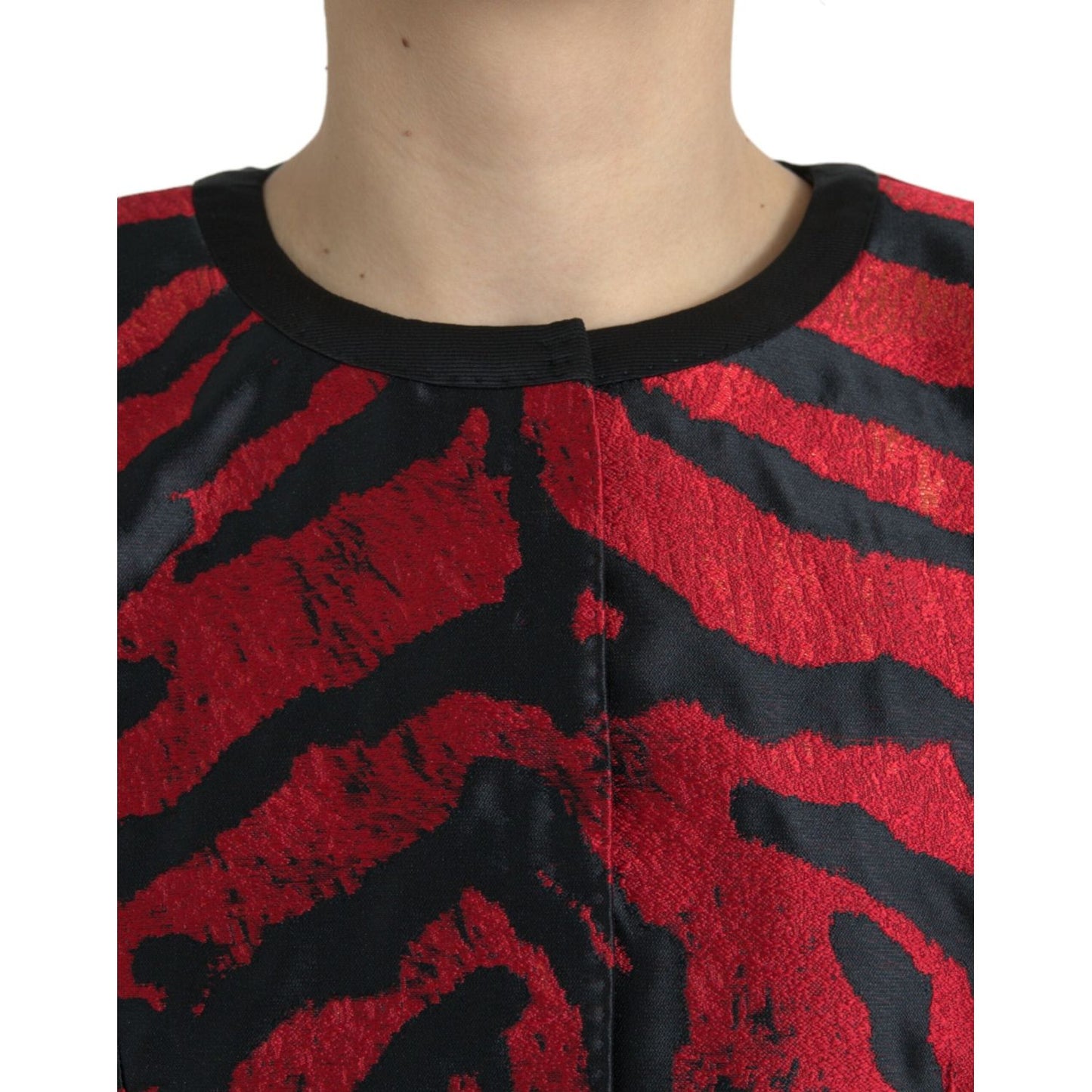 Dolce & Gabbana Elegant Animal Print Coat Jacket Dolce & Gabbana Black