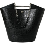 Balenciaga Black Exotic Skin Leather Maxi Bucket Tote Purse Bag BAG1177