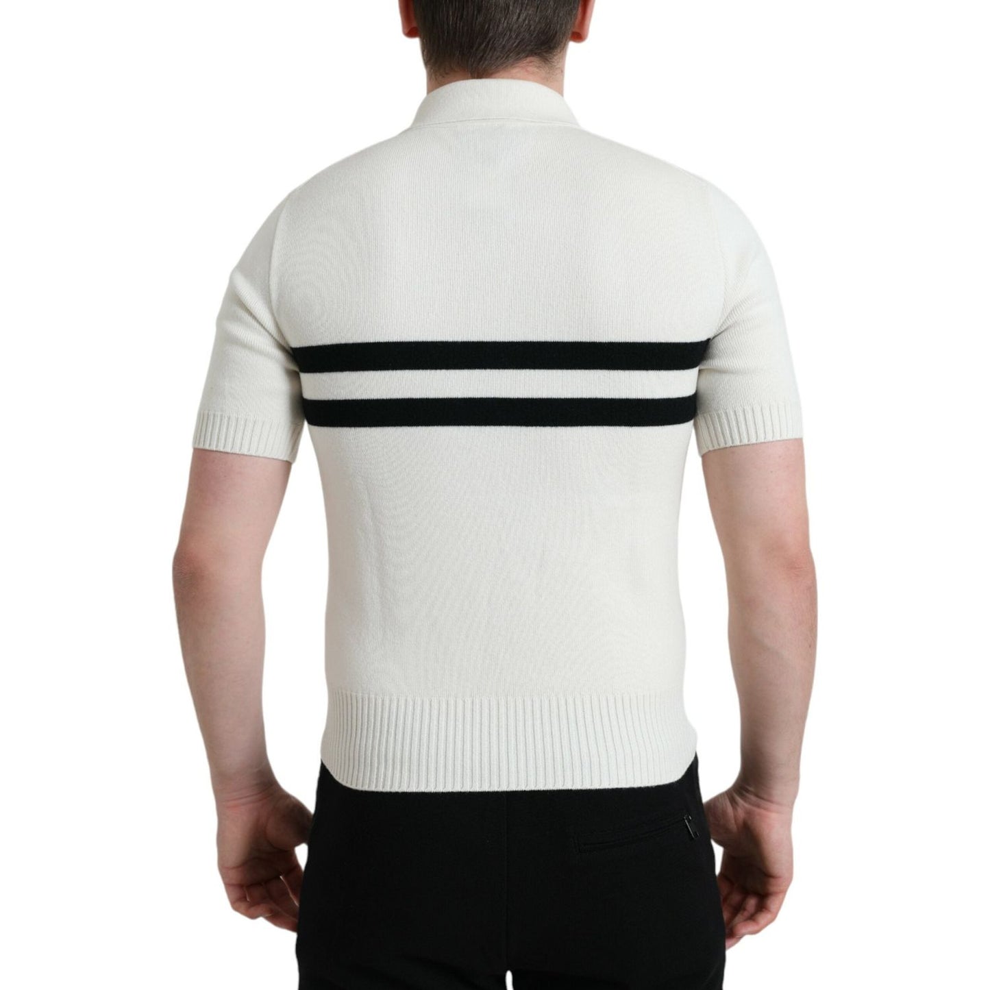 Dolce & Gabbana White DG Logo Collared Henley Shirt T-shirt Dolce & Gabbana Black