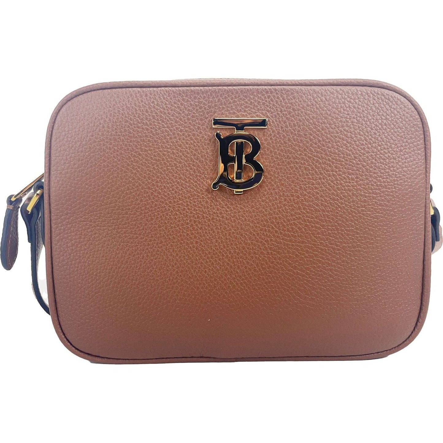 Burberry Small Leather Tan Camera Crossbody TB Logo Bag Burberry Dim Gray