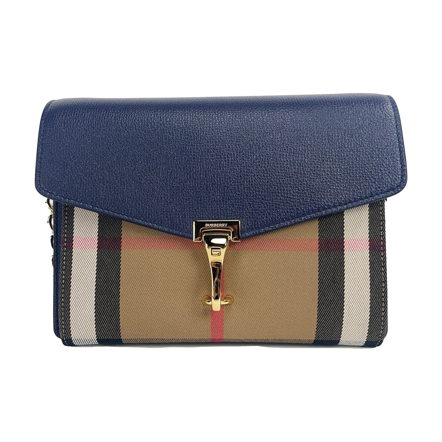 Burberry Macken Small Regency Blue House Check Leather Crossbody Bag Burberry Dark Slate Gray