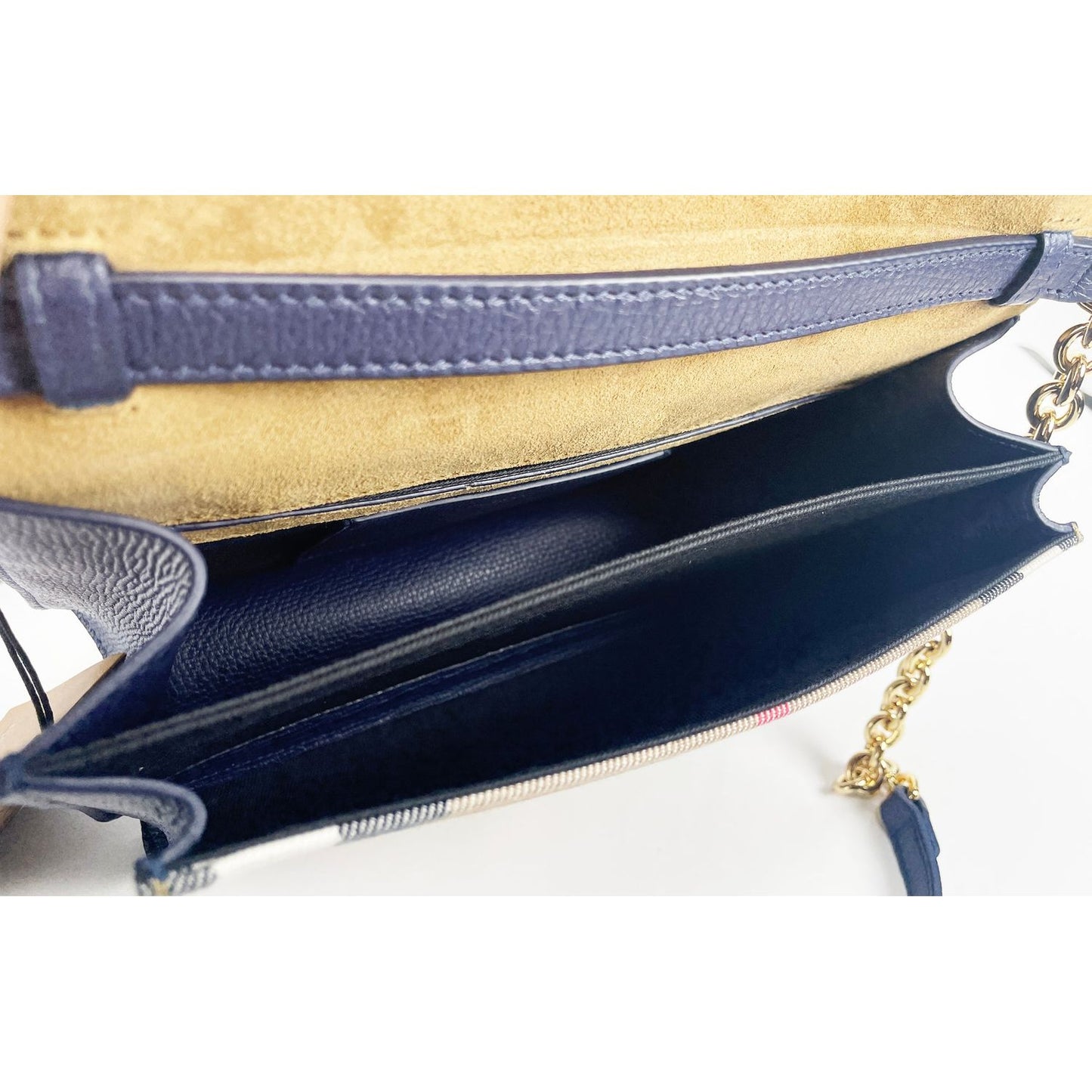 Burberry Macken Small Regency Blue House Check Leather Crossbody Bag Burberry Dark Slate Gray