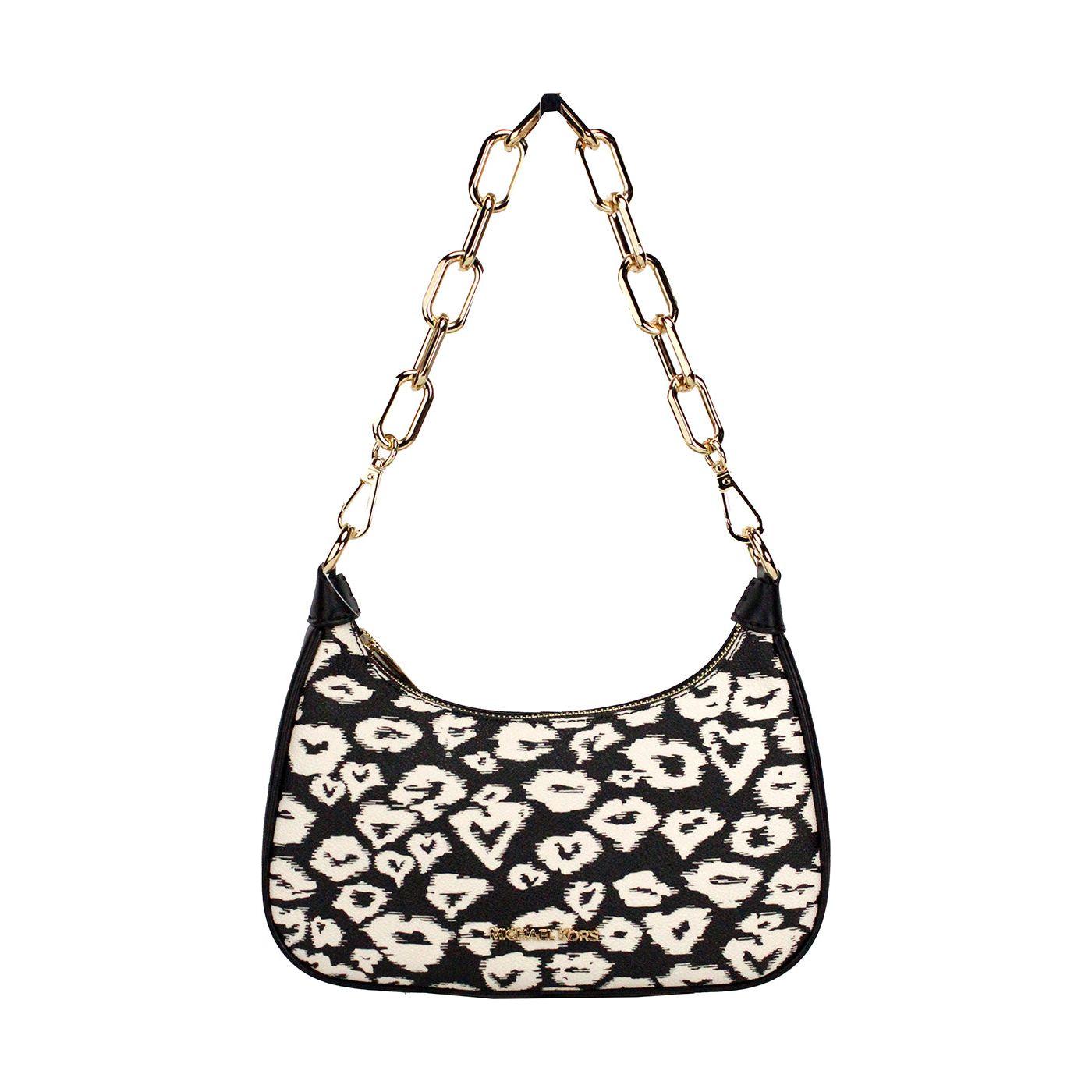 Michael Kors Cora Medium Heart Print PVC Zip Pouchette Crossbody Bag Michael Kors Black