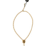 Dolce & Gabbana Gold Brass Chain Pearl Pendant Charm Necklace Necklace Dolce & Gabbana Antique White