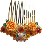Dolce & Gabbana Gold Brass Crystal Leopard Floral Hair Comb Dolce & Gabbana Sienna