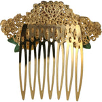 Dolce & Gabbana Gold Brass Crystal Leopard Floral Hair Comb Dolce & Gabbana Sienna