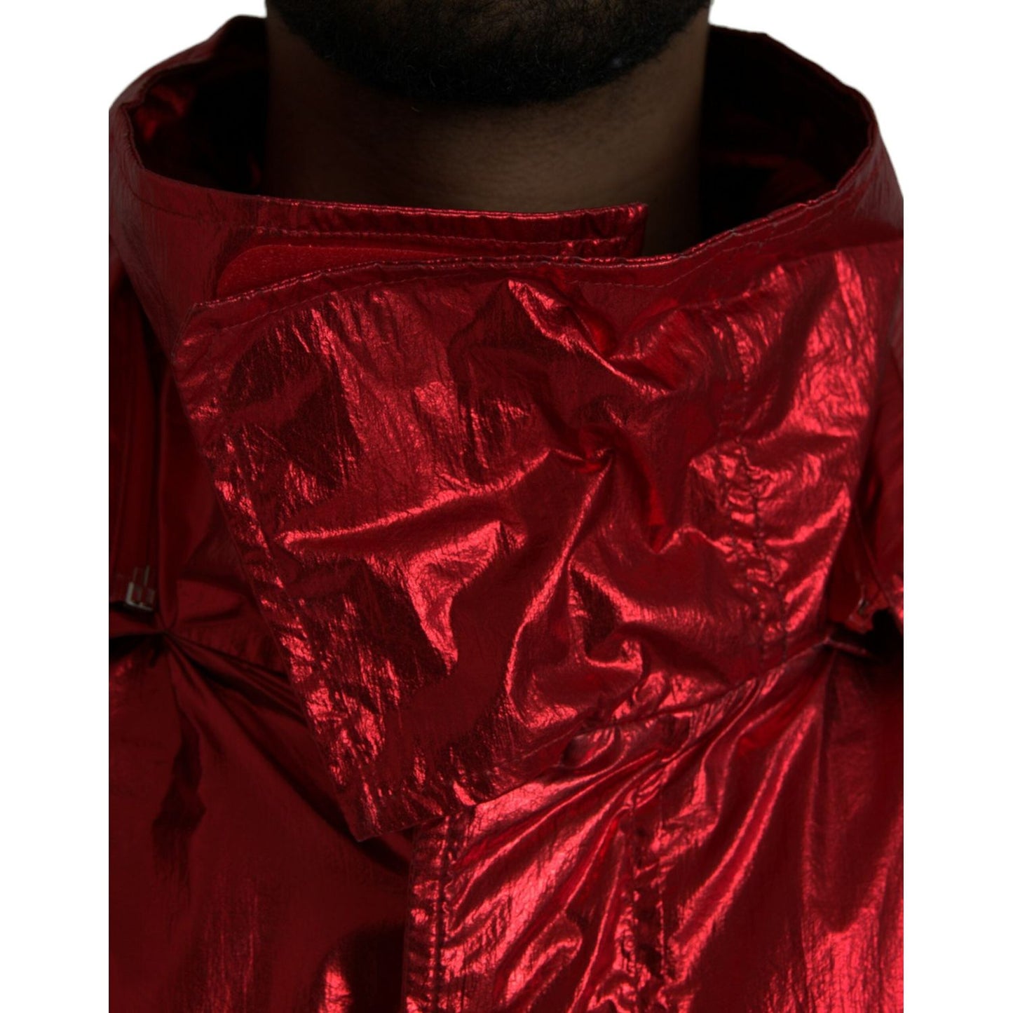 Dolce & Gabbana Red Nylon Hooded Pullover Sweatshirt Jacket Dolce & Gabbana Black