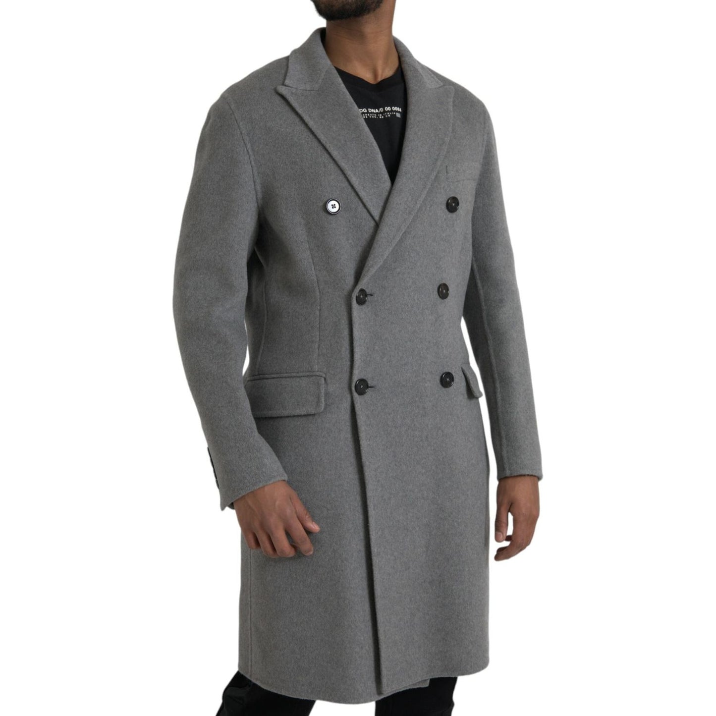 Dolce & Gabbana Gray Double Trench Coat Cashmere Jacket Dolce & Gabbana Dim Gray