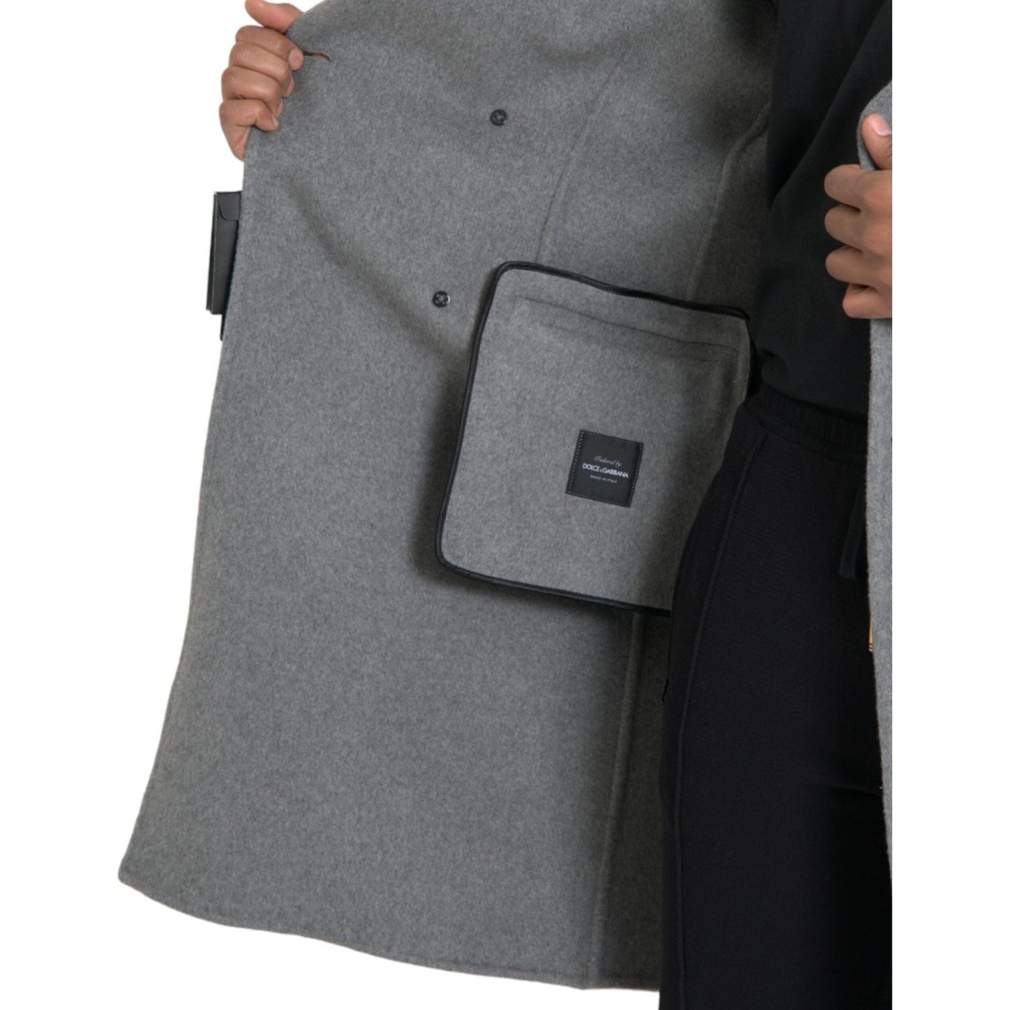Dolce & Gabbana Gray Double Trench Coat Cashmere Jacket Dolce & Gabbana Dim Gray