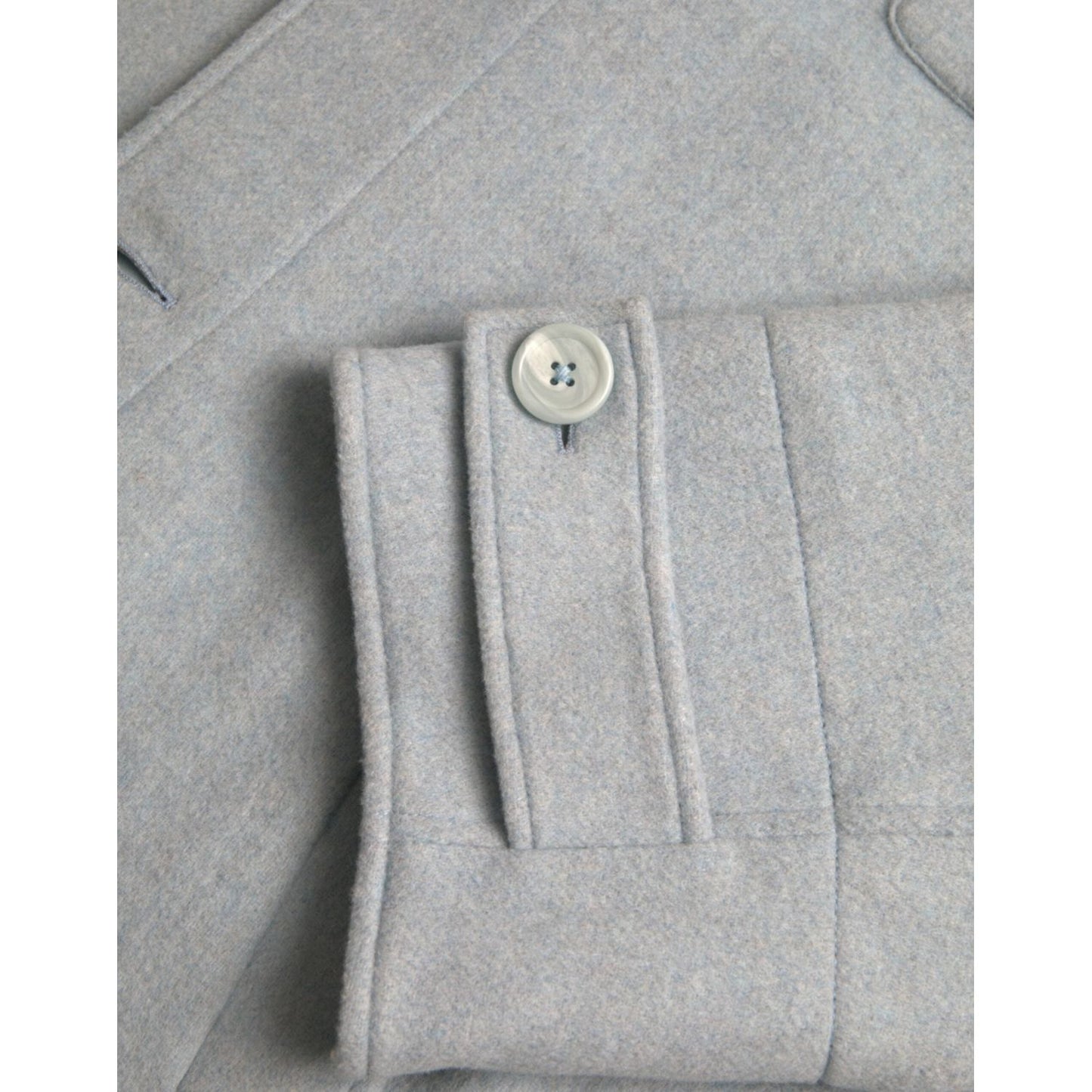 Dolce & Gabbana Light Blue Wool Button Trench Coat Jacket Dolce & Gabbana Dark Gray