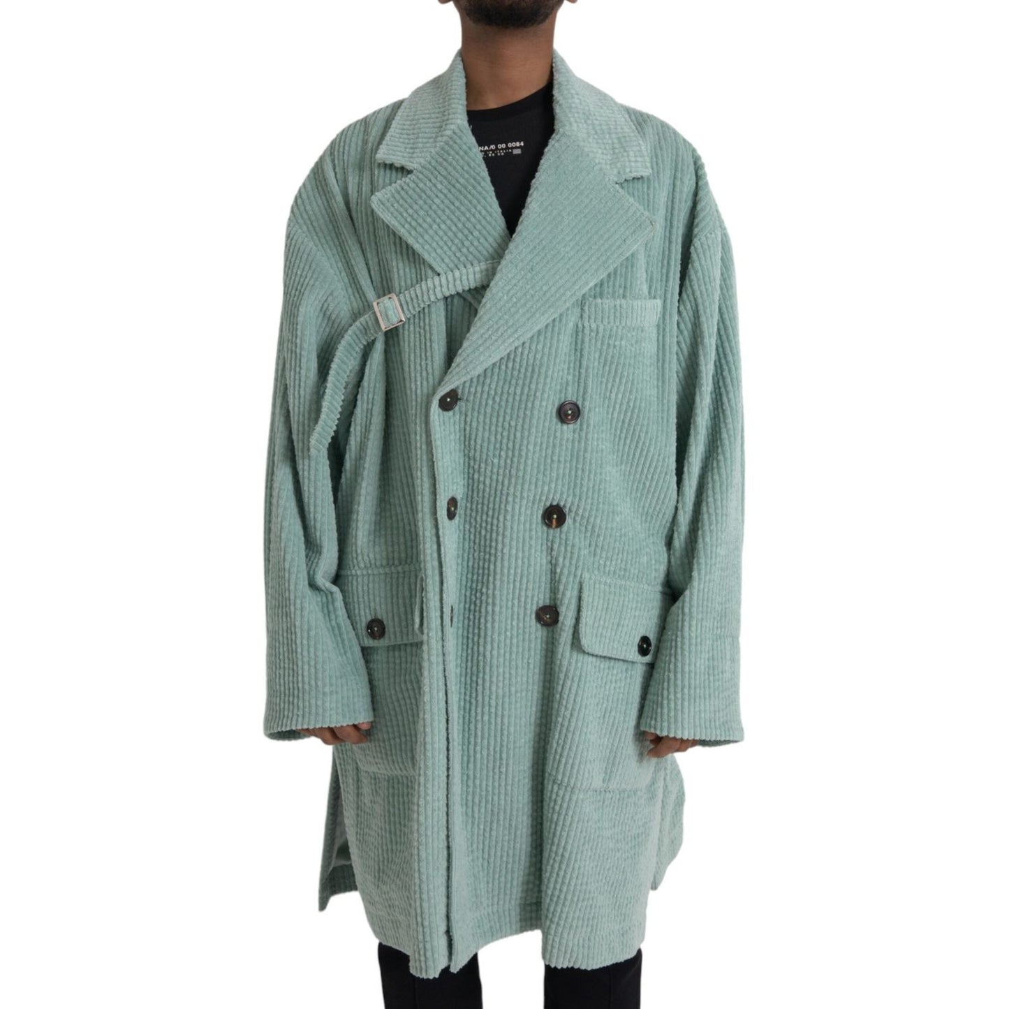 Dolce & Gabbana Blue Double Breasted Corduroy Cotton Jacket Dolce & Gabbana Light Slate Gray