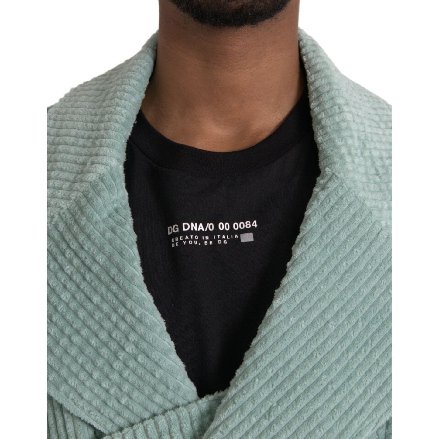 Dolce & Gabbana Blue Double Breasted Corduroy Cotton Jacket Dolce & Gabbana Light Slate Gray