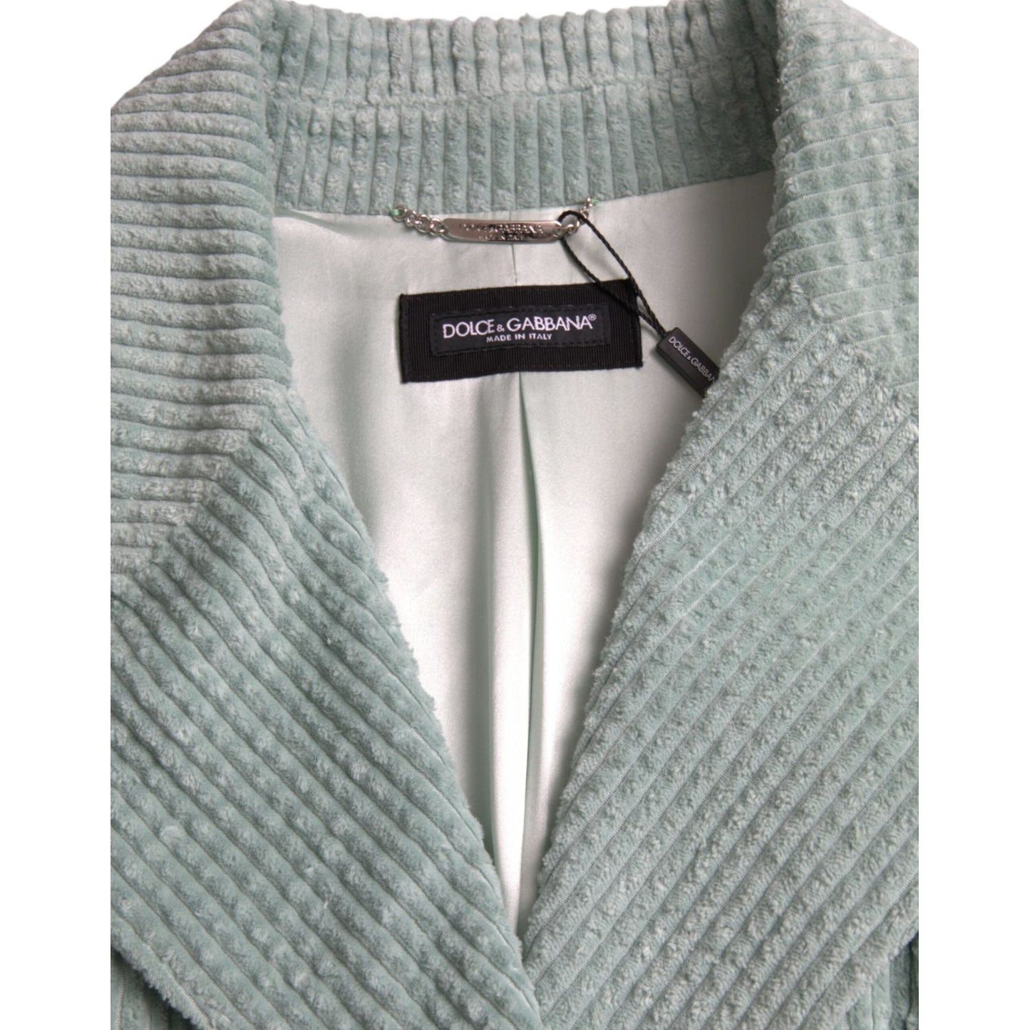 Dolce & Gabbana Blue Double Breasted Corduroy Cotton Jacket Dolce & Gabbana Dark Gray