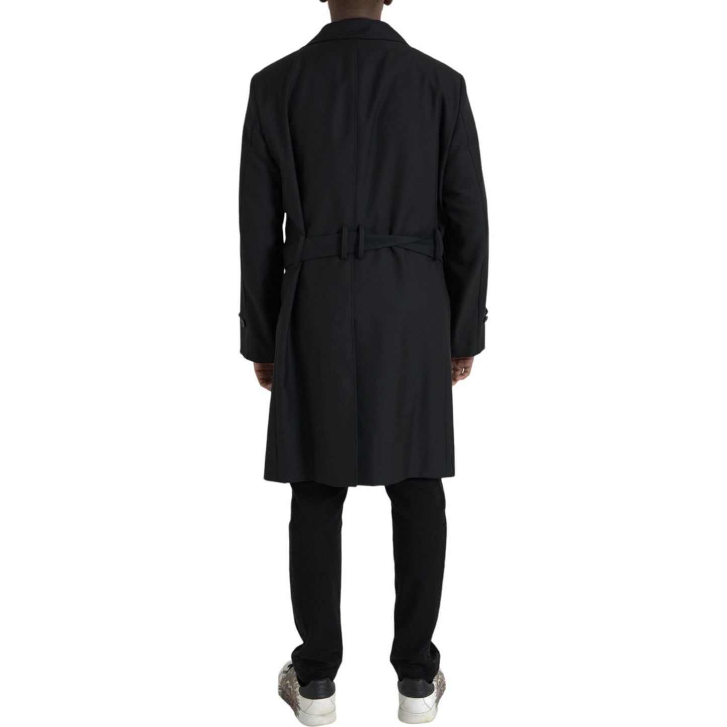 Dolce & Gabbana Black Double Breasted Trench Coat Jacket Dolce & Gabbana Black