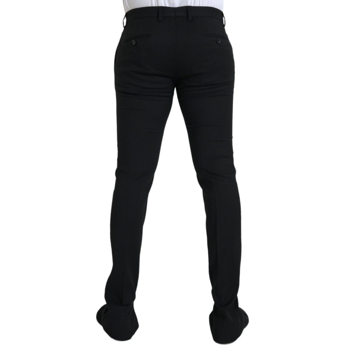 Dolce & Gabbana Black Wool Stretch Men Skinny Pants Dolce & Gabbana Black