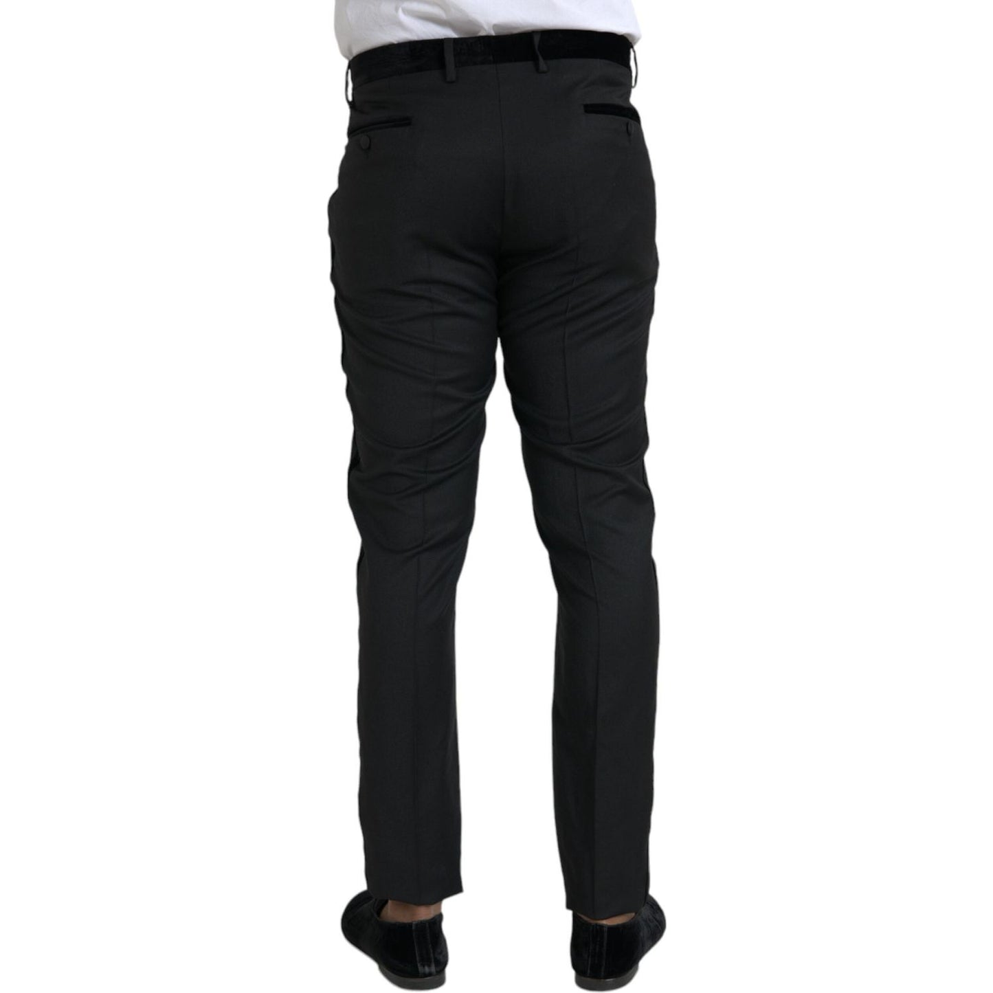 Dolce & Gabbana Black Silk Men Skinny Dress Pants Dolce & Gabbana Black