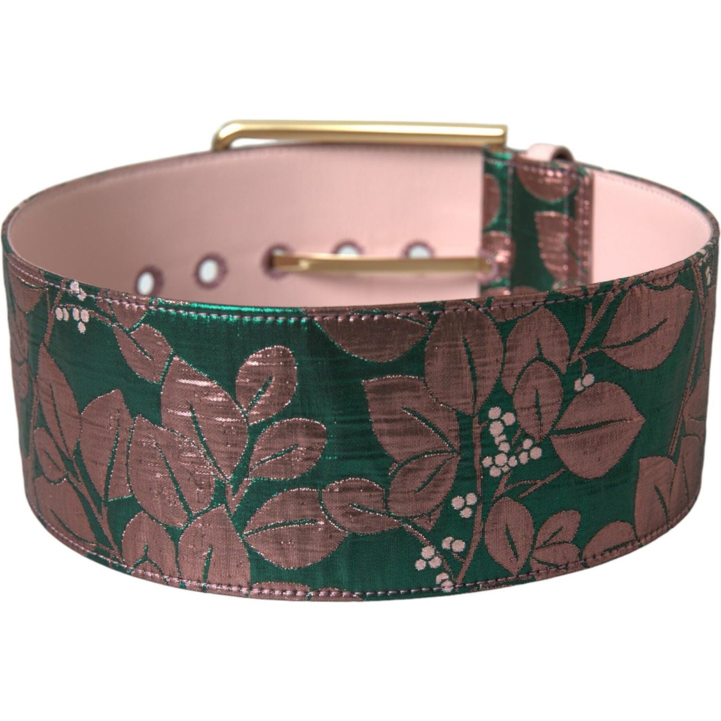 Dolce & Gabbana Multicolor Floral Jacquard Lurex Gold Buckle Belt Dolce & Gabbana Dim Gray