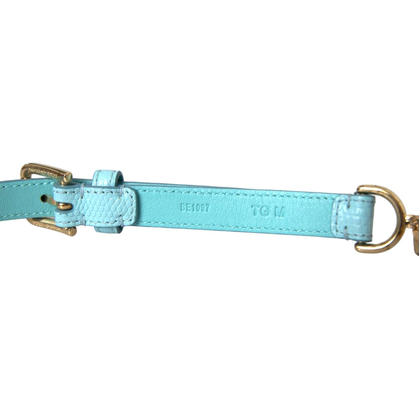 Dolce & Gabbana Light Blue Leather Crystal Chain Waist Belt Dolce & Gabbana Sky Blue