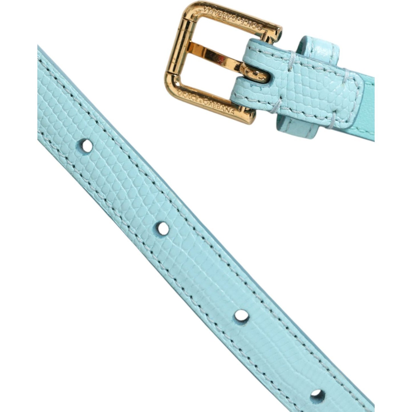 Dolce & Gabbana Light Blue Leather Crystal Chain Waist Belt Dolce & Gabbana Light Blue