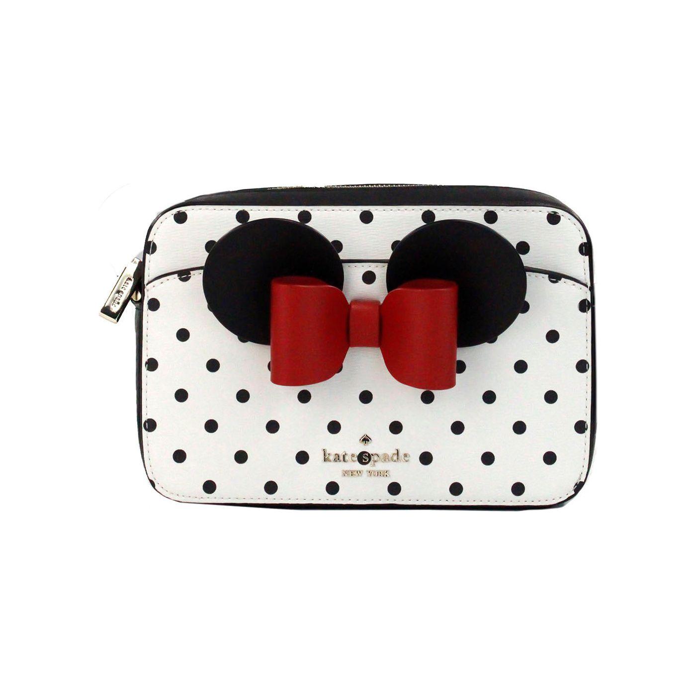 Kate Spade Disney Minnie Mouse Polka Dot Printed PVC Crossbody Camera Bag Kate Spade Antique White