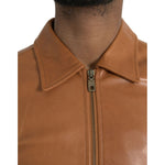 Dolce & Gabbana Brown Lamb Leather Full Zip Blouson Jacket JKT4047-44