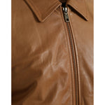 Dolce & Gabbana Brown Lamb Leather Full Zip Blouson Jacket JKT4048-50