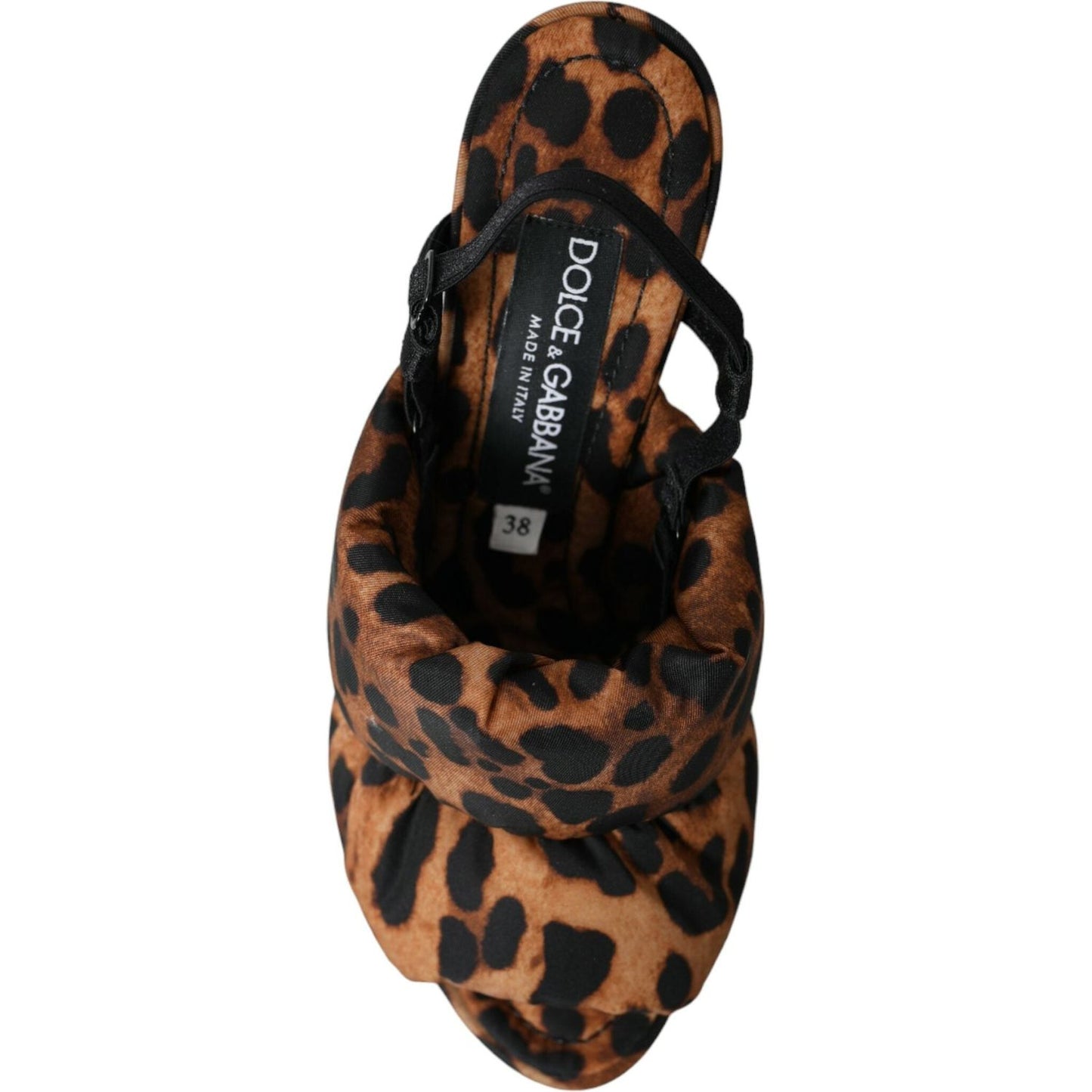 Dolce & Gabbana Brown Leopard Slingback Heels Sandals Shoes Dolce & Gabbana Black