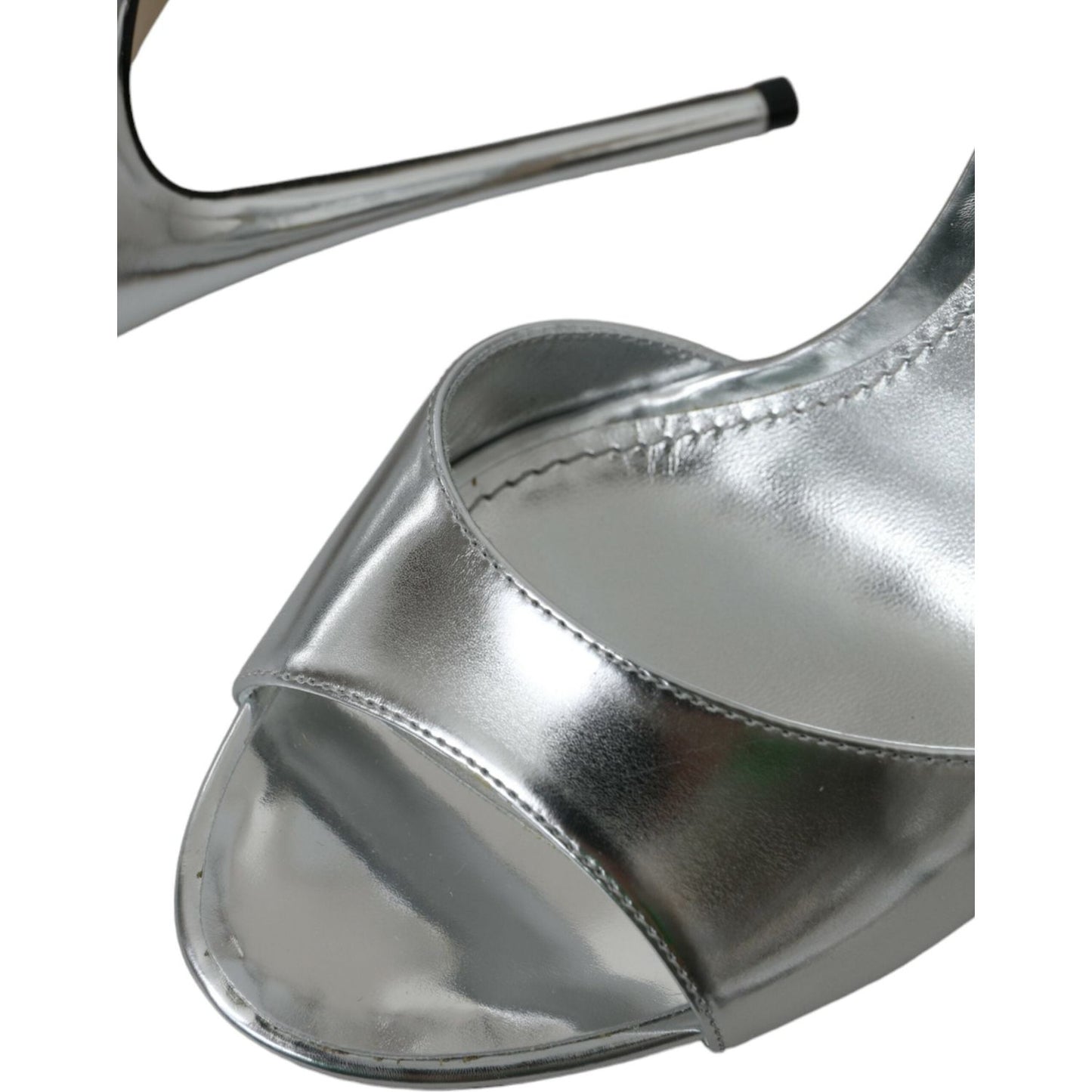 Dolce & Gabbana Silver KEIRA Leather Heels Sandals Shoes Dolce & Gabbana Slate Gray