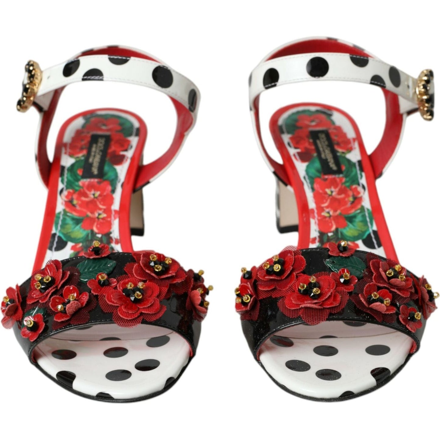 Dolce & Gabbana Multicolor Floral Crystal Leather Sandals Shoes Dolce & Gabbana Sienna