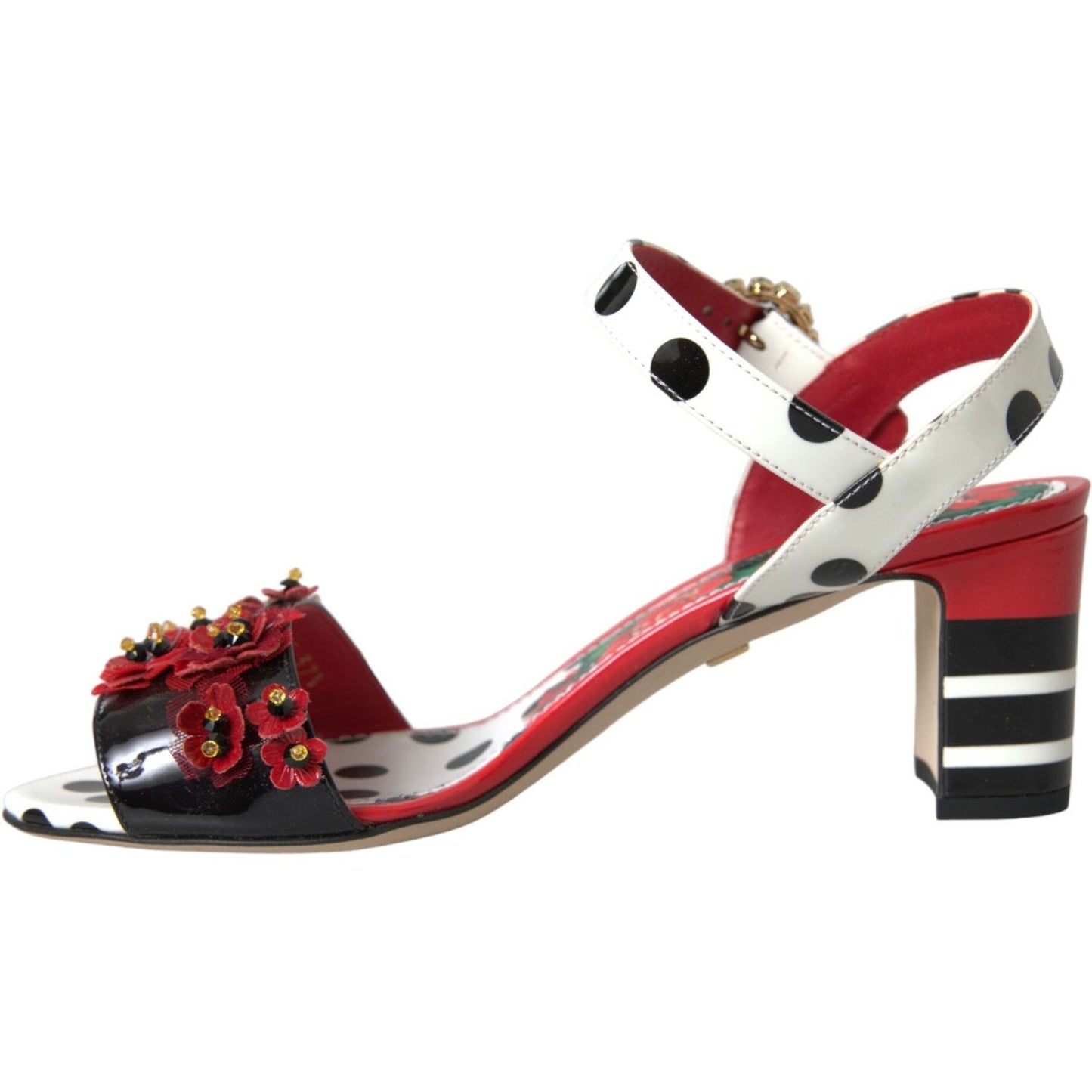 Dolce & Gabbana Multicolor Floral Crystal Leather Sandals Shoes Dolce & Gabbana Brown