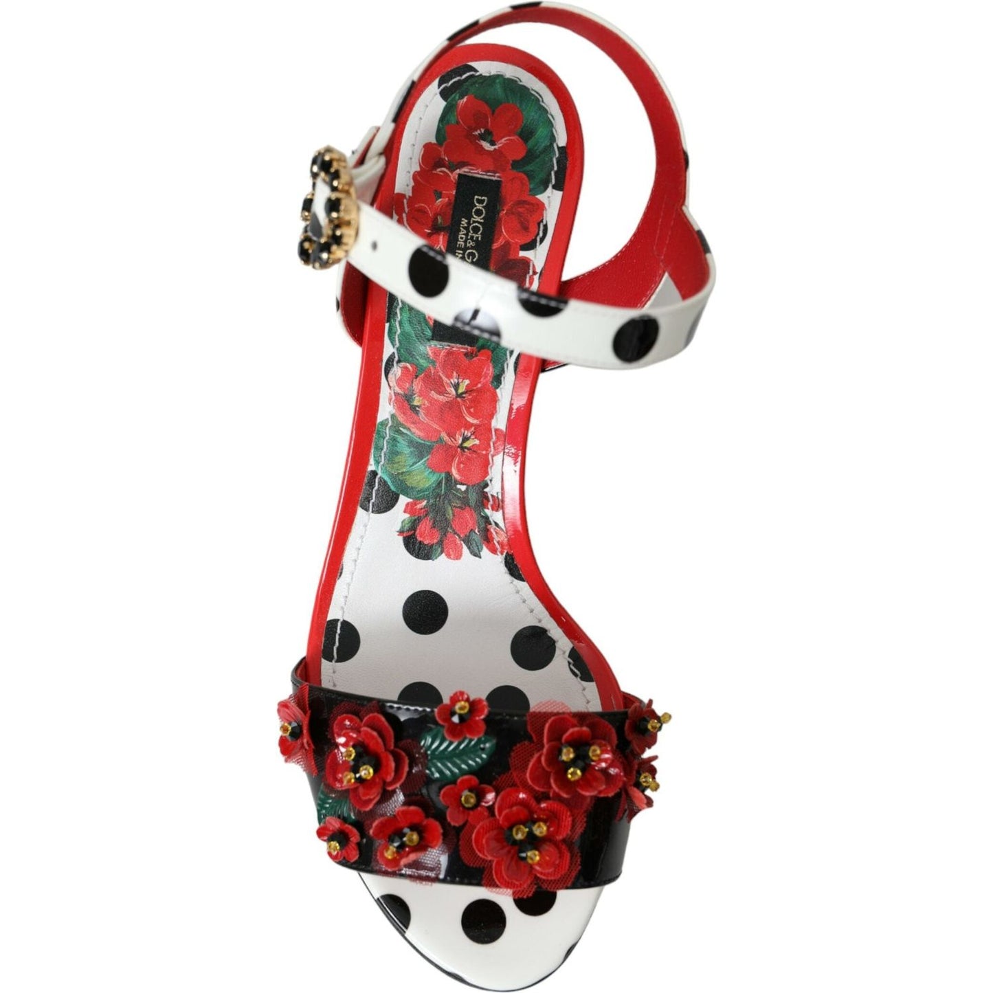 Dolce & Gabbana Multicolor Floral Crystal Leather Sandals Shoes Dolce & Gabbana Brown