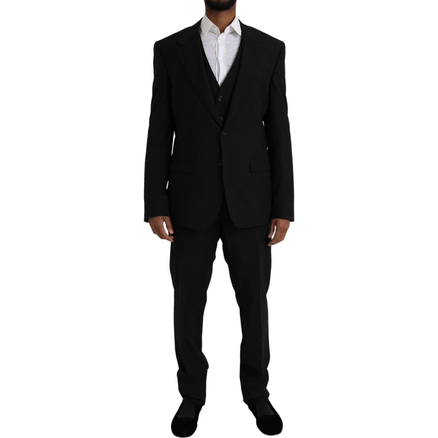 Dolce & Gabbana Black Polyester STAFF Formal 3 Piece Suit Dolce & Gabbana Black