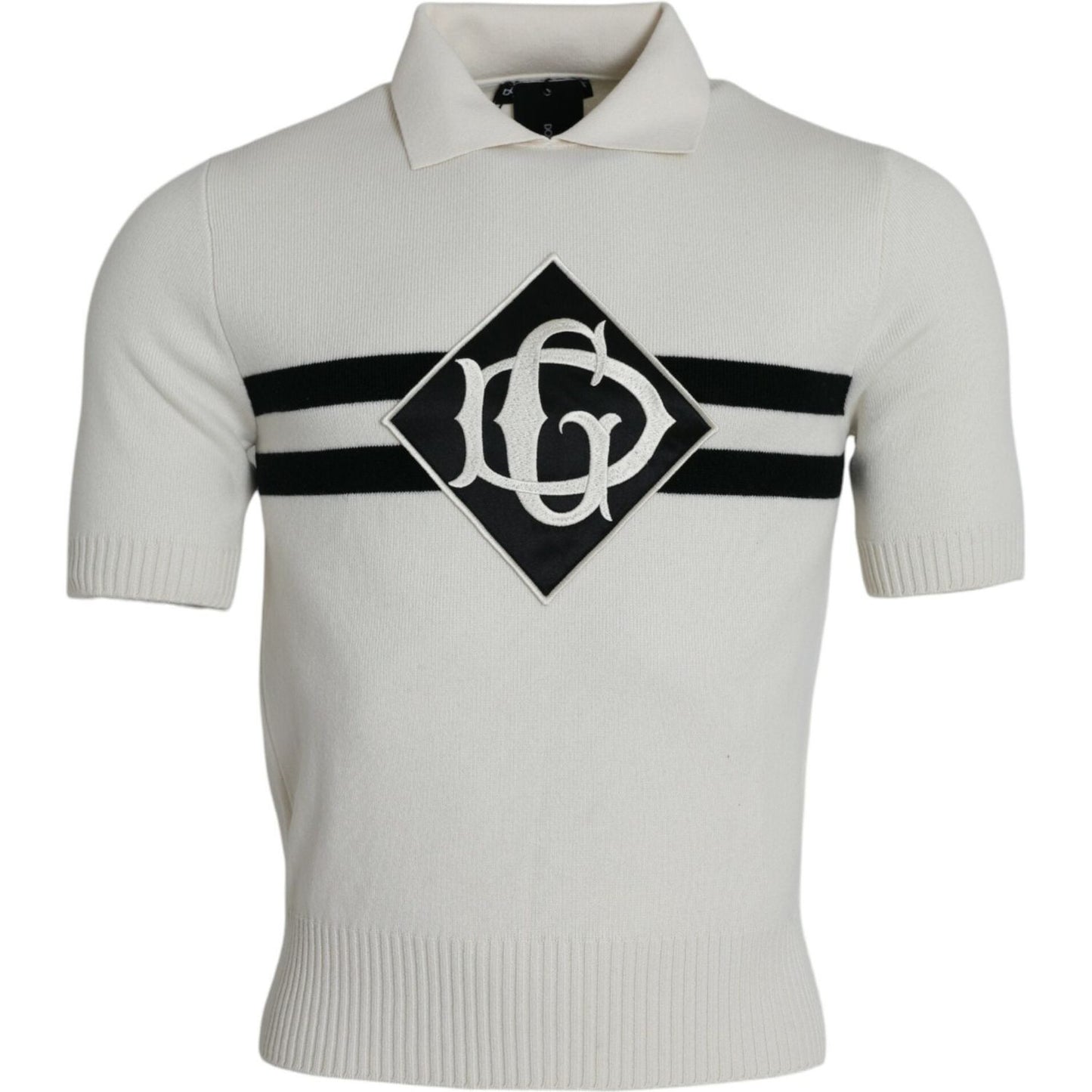 Dolce & Gabbana White DG Logo Collared Henley Shirt T-shirt Dolce & Gabbana Gray