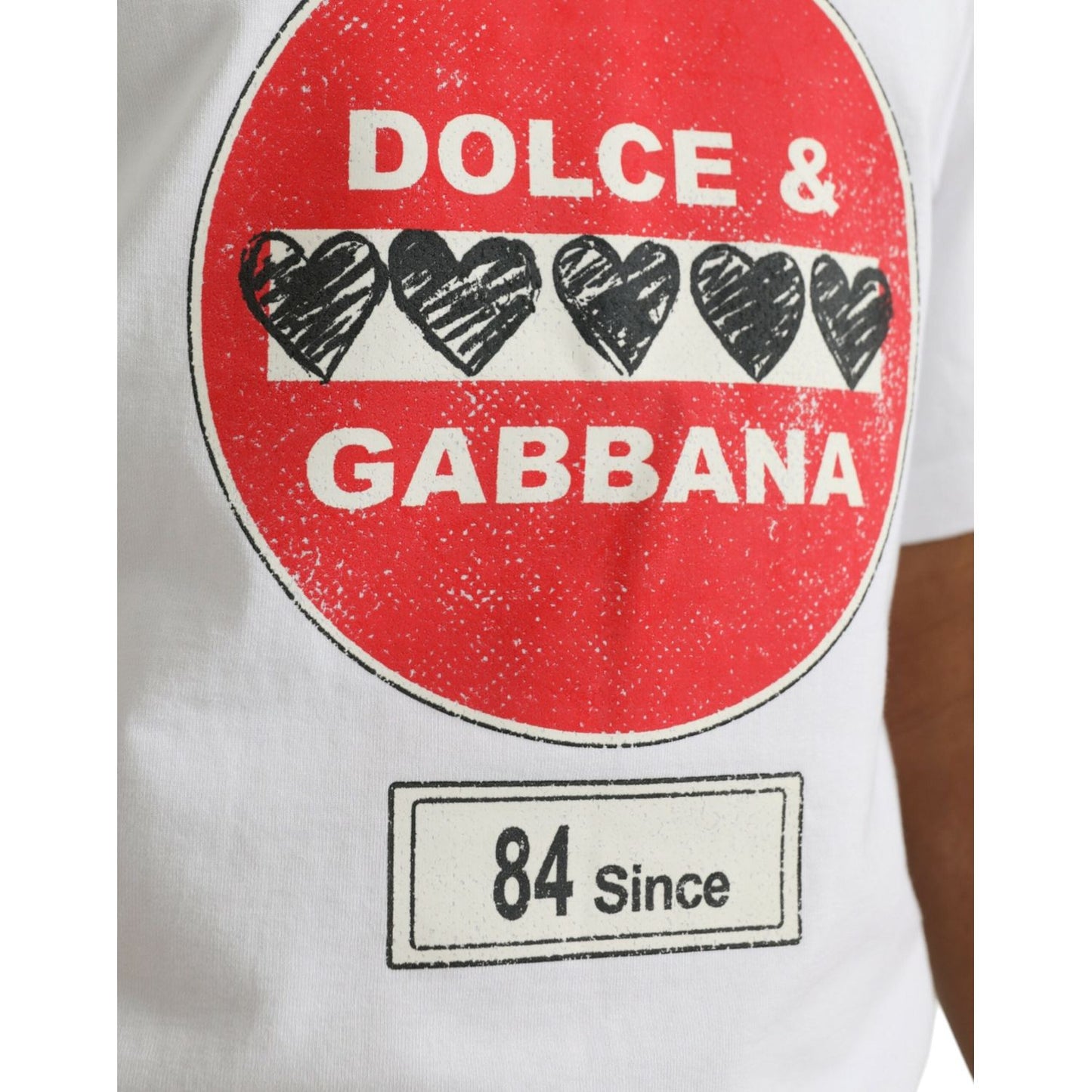 Dolce & Gabbana White Amor Heart Cotton Crewneck Short Sleeve T-shirt Dolce & Gabbana Brown