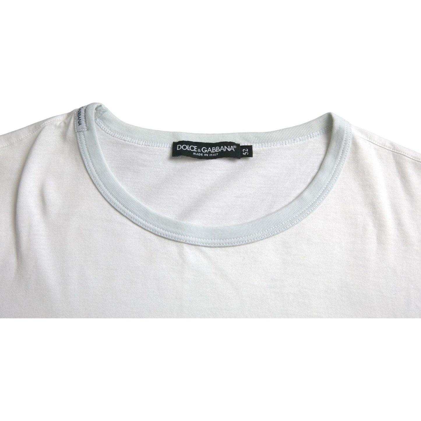 Dolce & Gabbana White Cotton Round Neck Short Sleeve T-shirt Dolce & Gabbana Light Gray