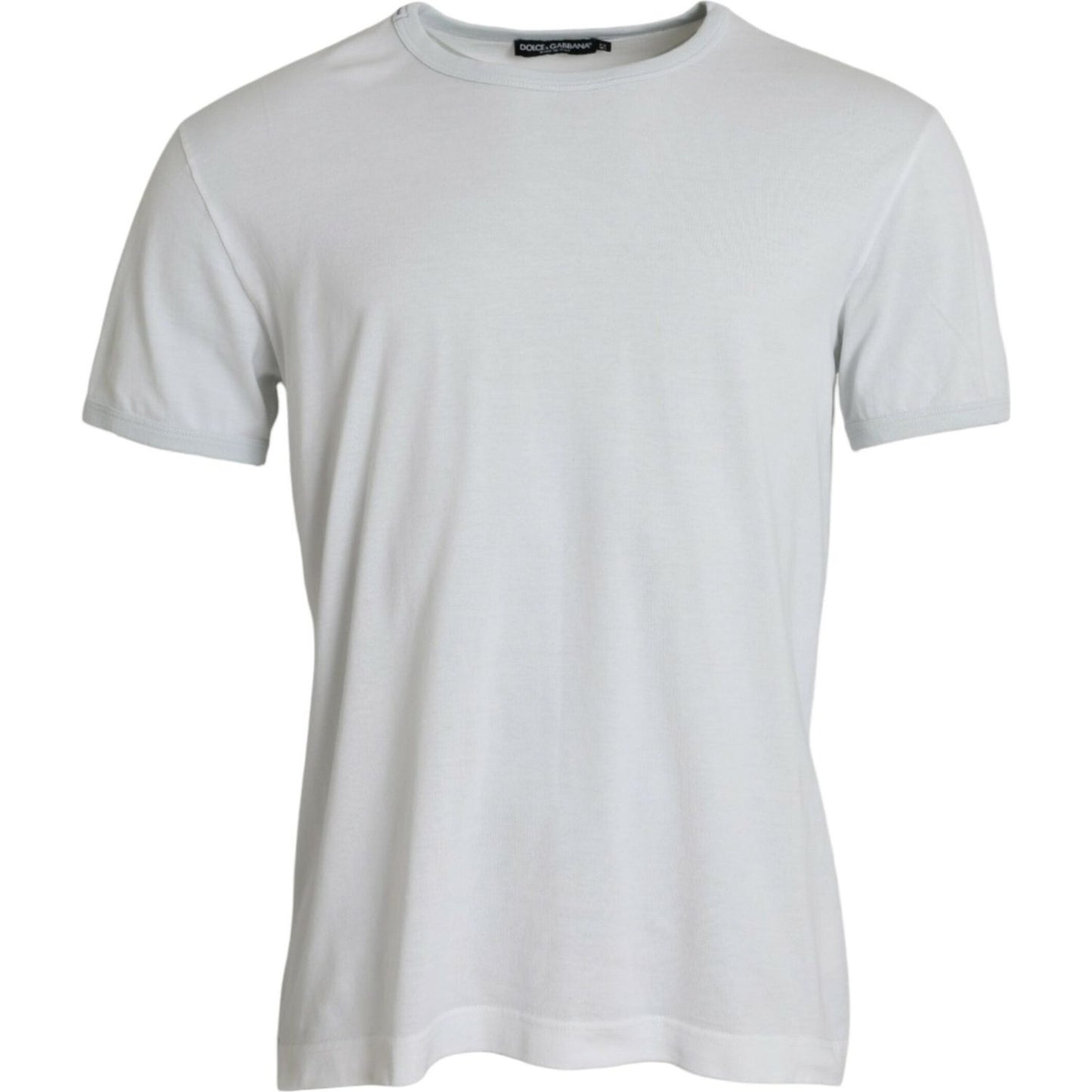 Dolce & Gabbana White Cotton Round Neck Short Sleeve T-shirt Dolce & Gabbana Light Gray