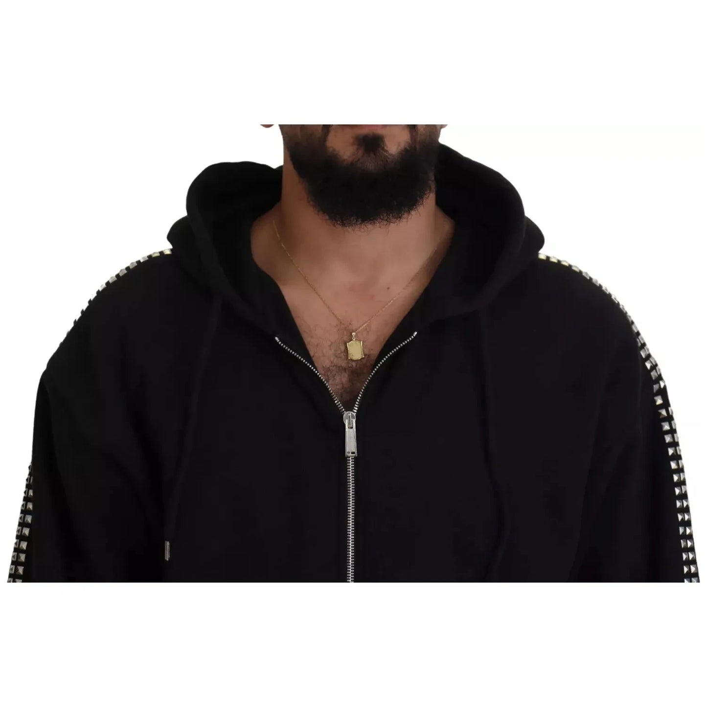 Dsquared² Black Embellished Full Zip Hooded Sweater Dsquared² Black