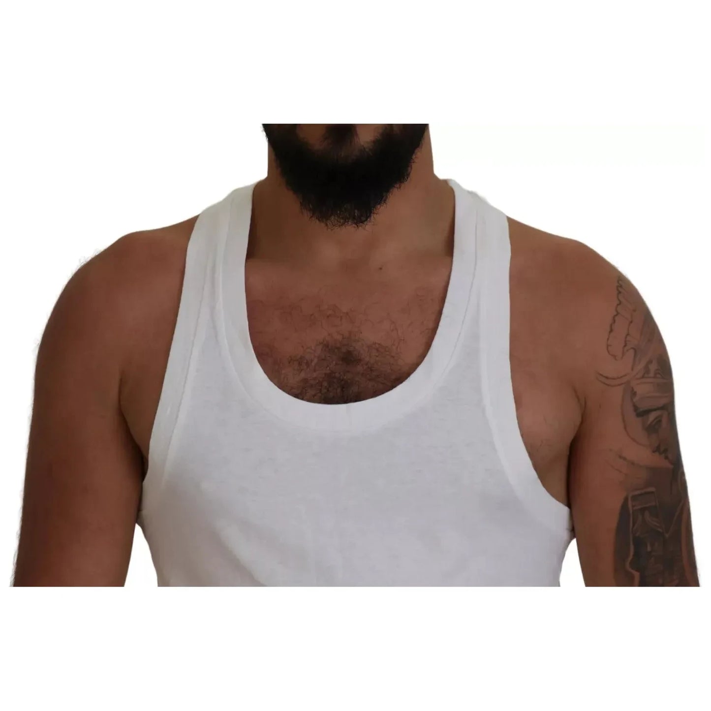 Dsquared² White Cotton Linen Sleeveless Tank T-shirt Dsquared² Dark Olive Green