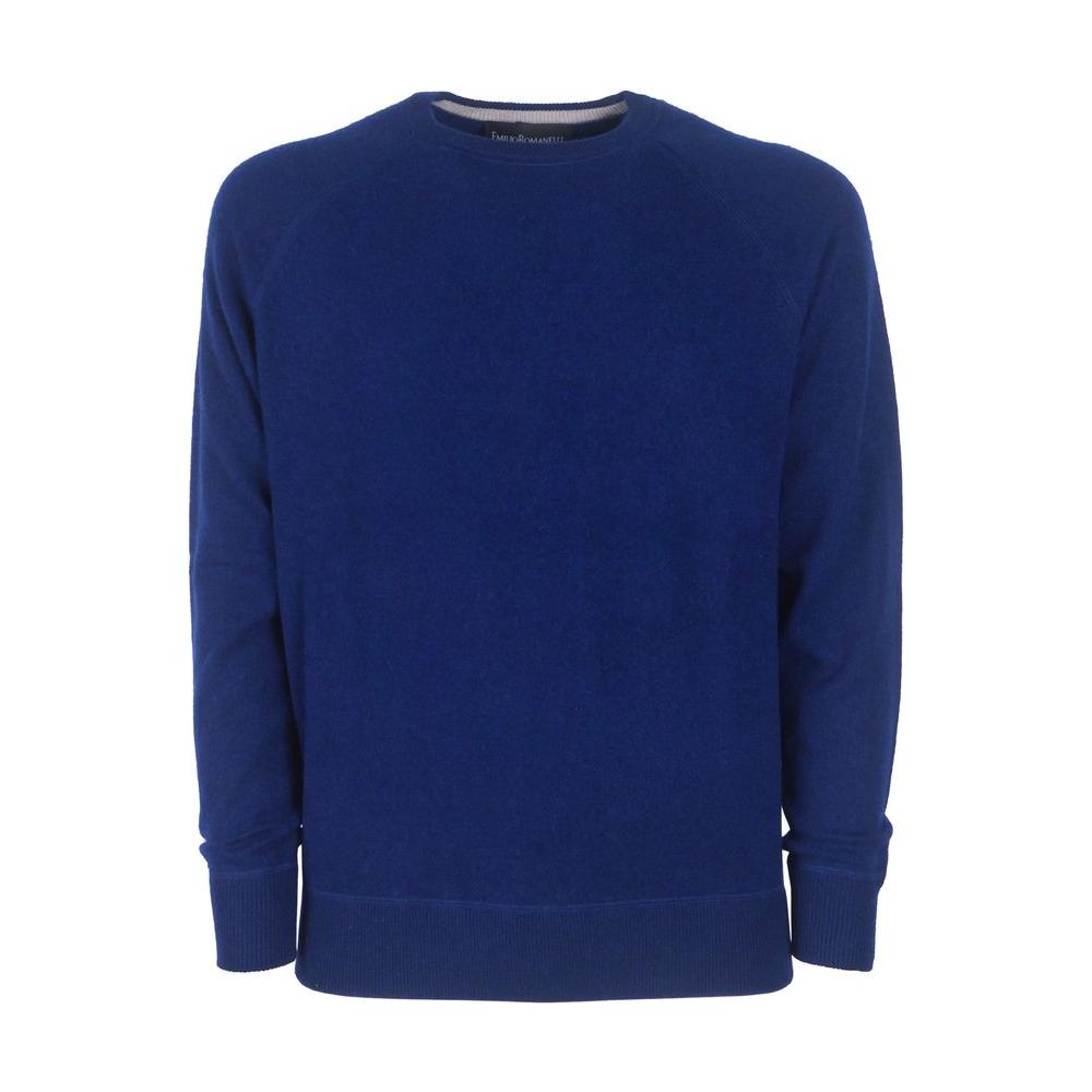 Emilio Romanelli Blue Cashmere Men Sweater Emilio Romanelli Midnight Blue