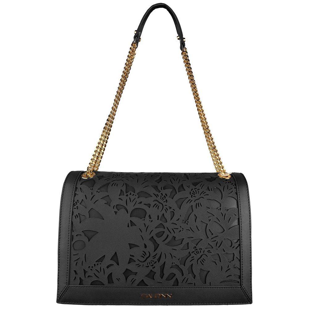 Baldinini Trend Black Calfskin Women Crossbody Bag Baldinini Trend Dark Slate Gray