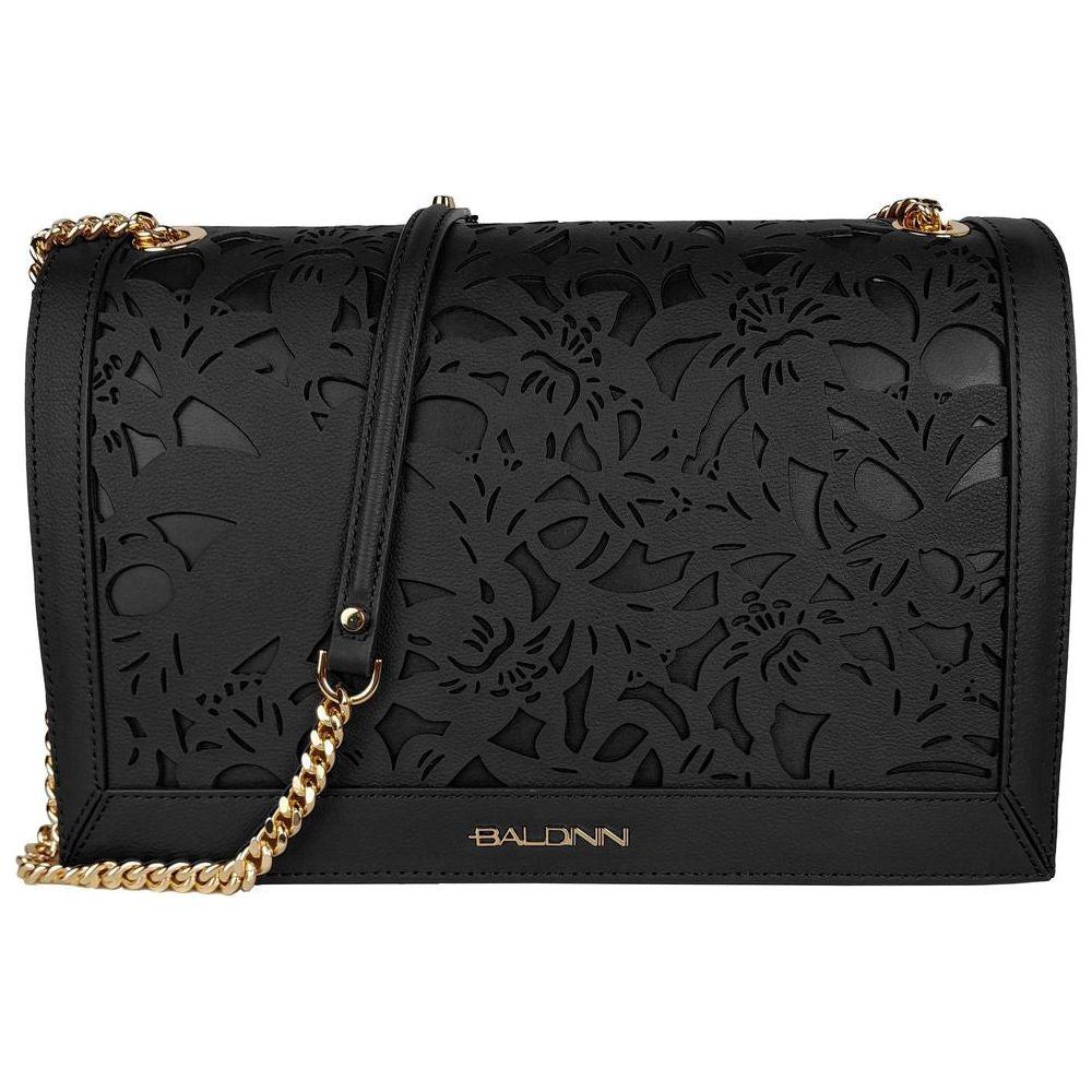 Baldinini Trend Black Calfskin Women Crossbody Bag Baldinini Trend Dark Slate Gray