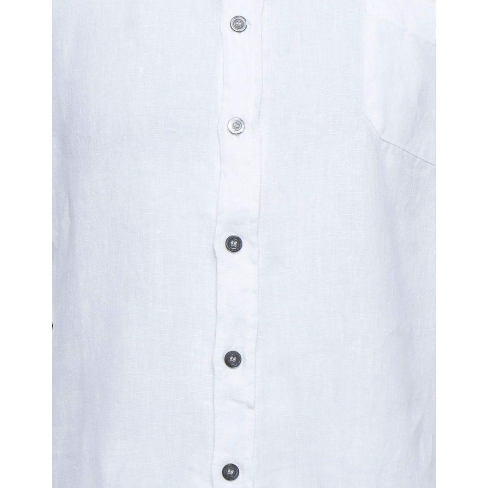 Alpha Studio Elegant White Linen Shirt for Men Alpha Studio Lavender
